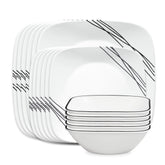 Corelle® Square Simple Sketch 18-piece Dinnerware Set, Service for 6