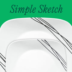 Corelle® Square Simple Sketch 18-piece Dinnerware Set, Service for 6