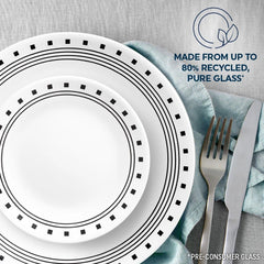 Corelle® City Block 18-piece Mugless Dinnerware Set, Service for 6