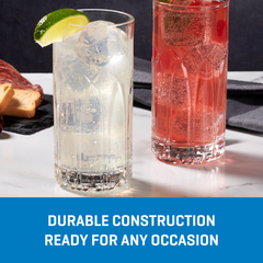Ocean Glassware Traze PST Highball Glasses (4-Pieces), 12-ounce, Dishwasher Safe