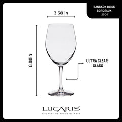 Lucaris Bangkok Bliss Bordeaux Glasses (4-Pieces), 25-ounce, Dishwasher Safe, Lead-free Crystalline