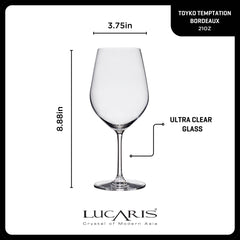 Lucaris Tokyo Temptation Bordeaux Glasses (4-Pieces), 21-ounce, Dishwasher Safe, Lead-free Crystalline