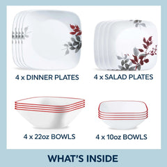 Corelle® Kyoto Leaves 16-piece Dinnerware Set, Service for 4