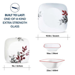 Corelle® Kyoto Leaves 16-piece Dinnerware Set, Service for 4