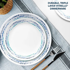 Corelle® Ocean Blues 16-piece Mugless Dinnerware Set, Service for 4