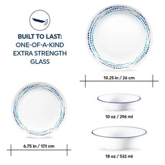 Corelle® Ocean Blues 16-piece Mugless Dinnerware Set, Service for 4