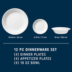 Corelle® Enhancements 12-piece Dinnerware Set, Service for 4