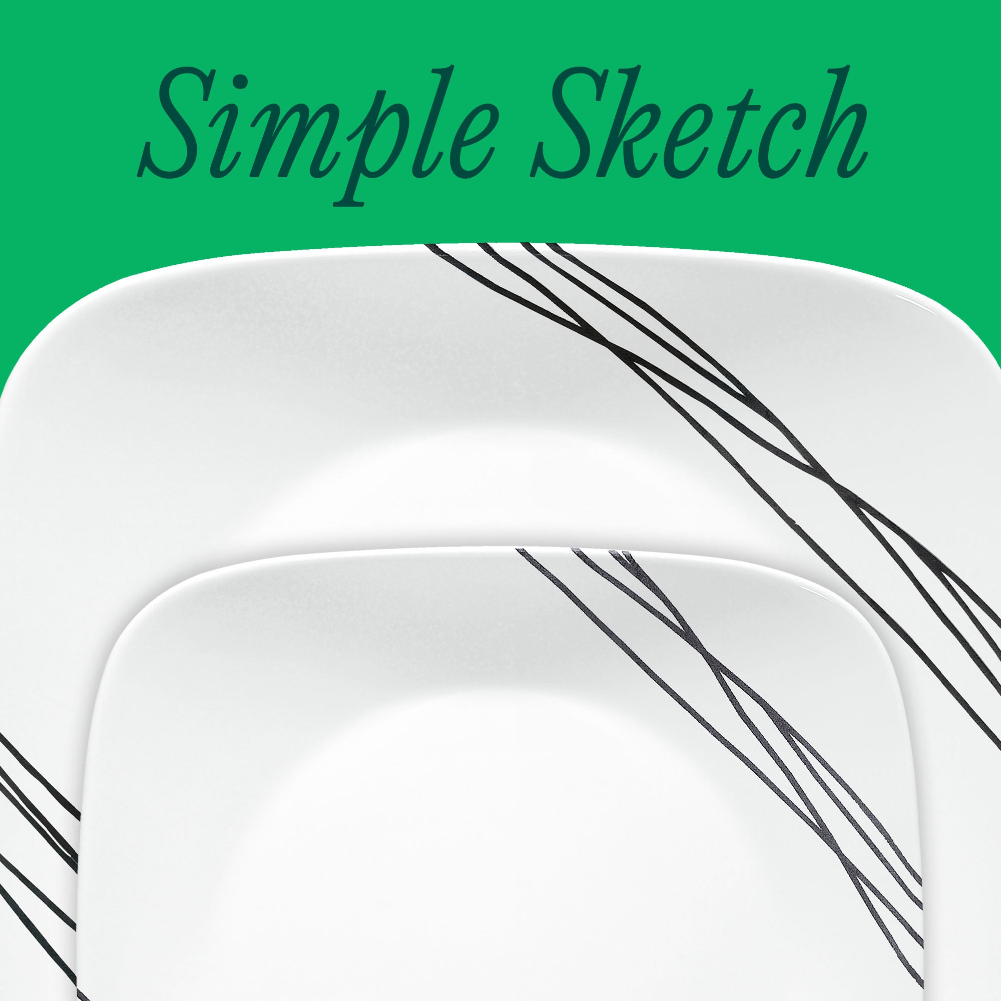 Corelle® Square Simple Sketch 18-piece Dinnerware Set, Service for 6
