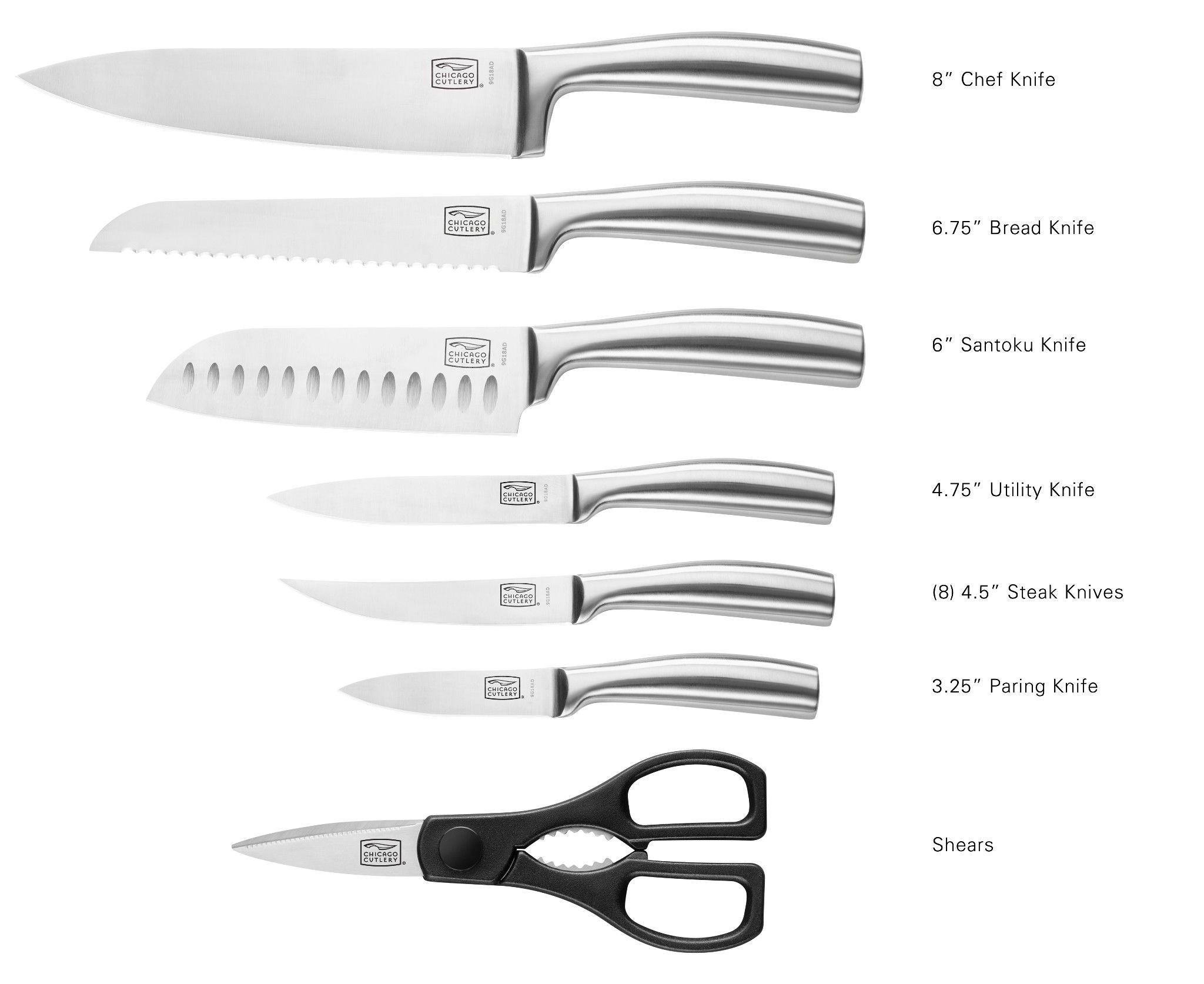 Chicago Cutlery® Malden™ 16-piece Stainless Steel Block Set