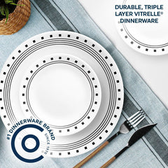 Corelle® City Block 18-piece Mugless Dinnerware Set, Service for 6