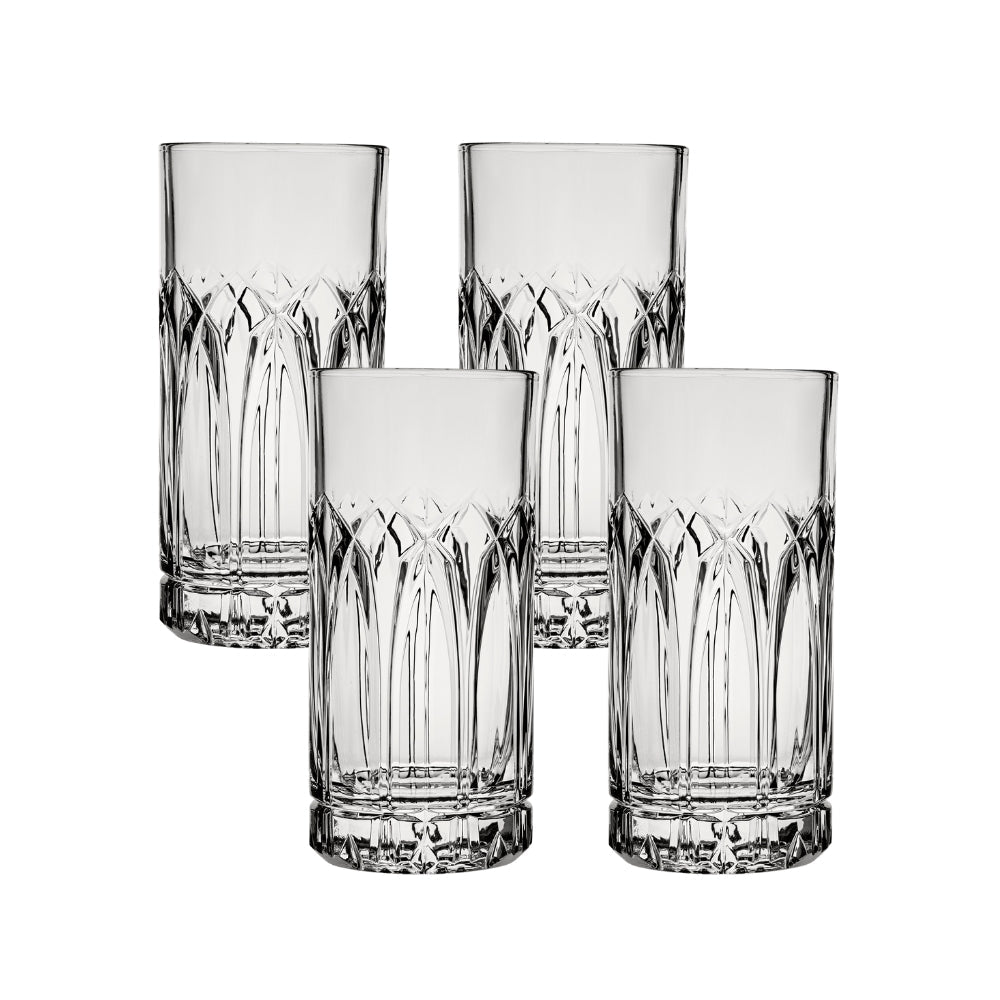 Ocean Glassware Traze PST Highball Glasses (4-Pieces), 12-ounce, Dishwasher Safe