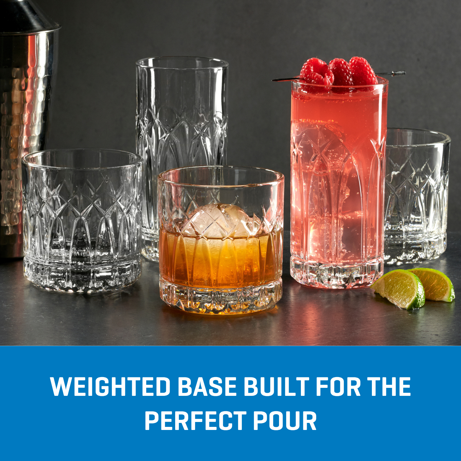 Ocean Glassware Traze PST Highball Glasses (4-Pieces), 12-ounce, Dishwasher Safe