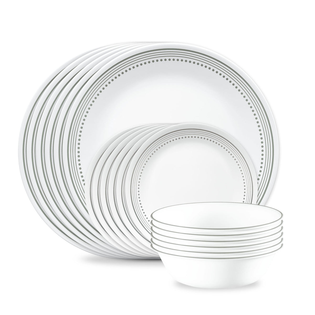 Corelle® Mystic Gray 18-piece Mugless Dinnerware Set, Service for 6