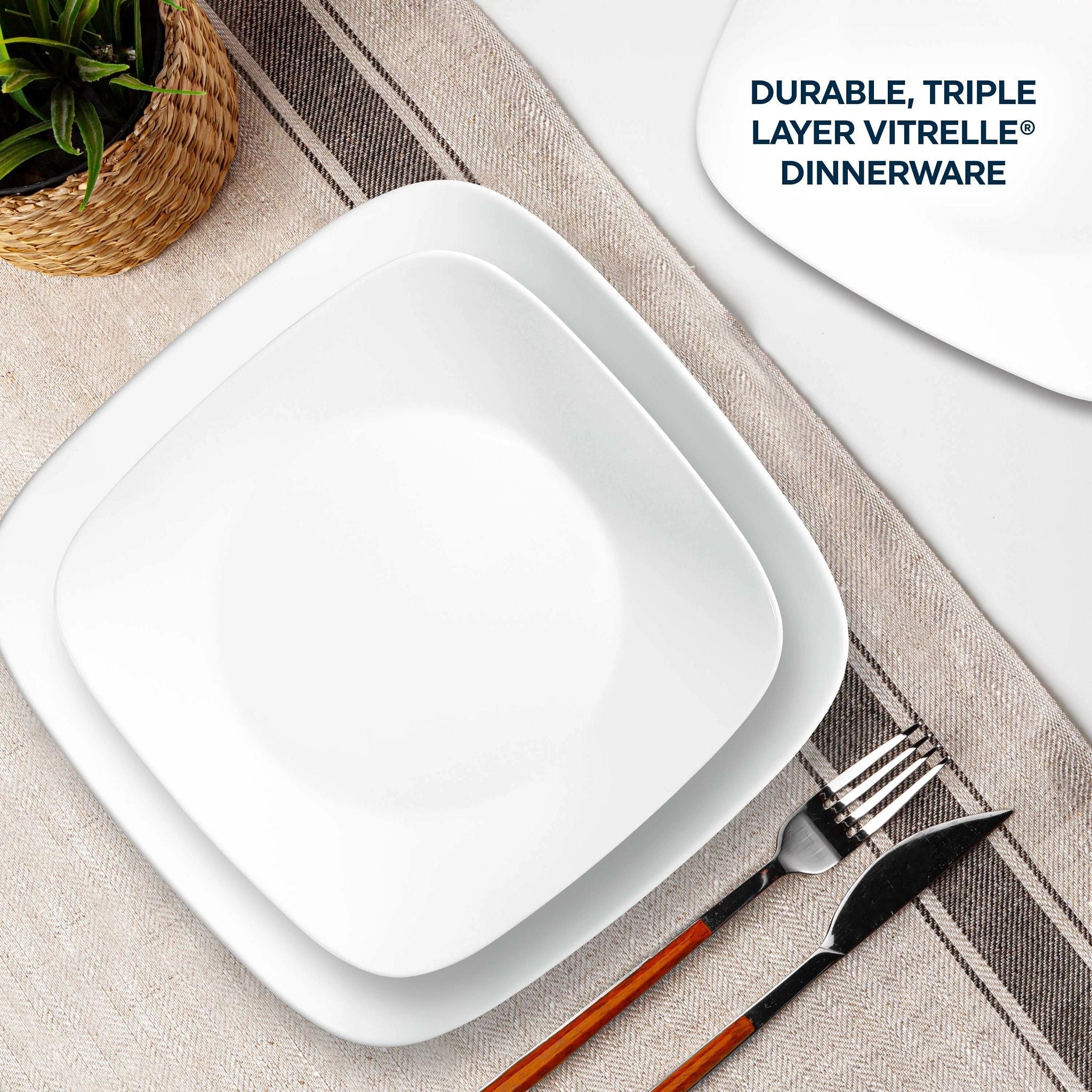 Corelle® Boutique Vivid White 8-piece Dinnerware Set, Service for 4