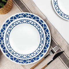 Corelle® Cobalt Circles 16-piece Mugless Dinnerware Set, Service for 4