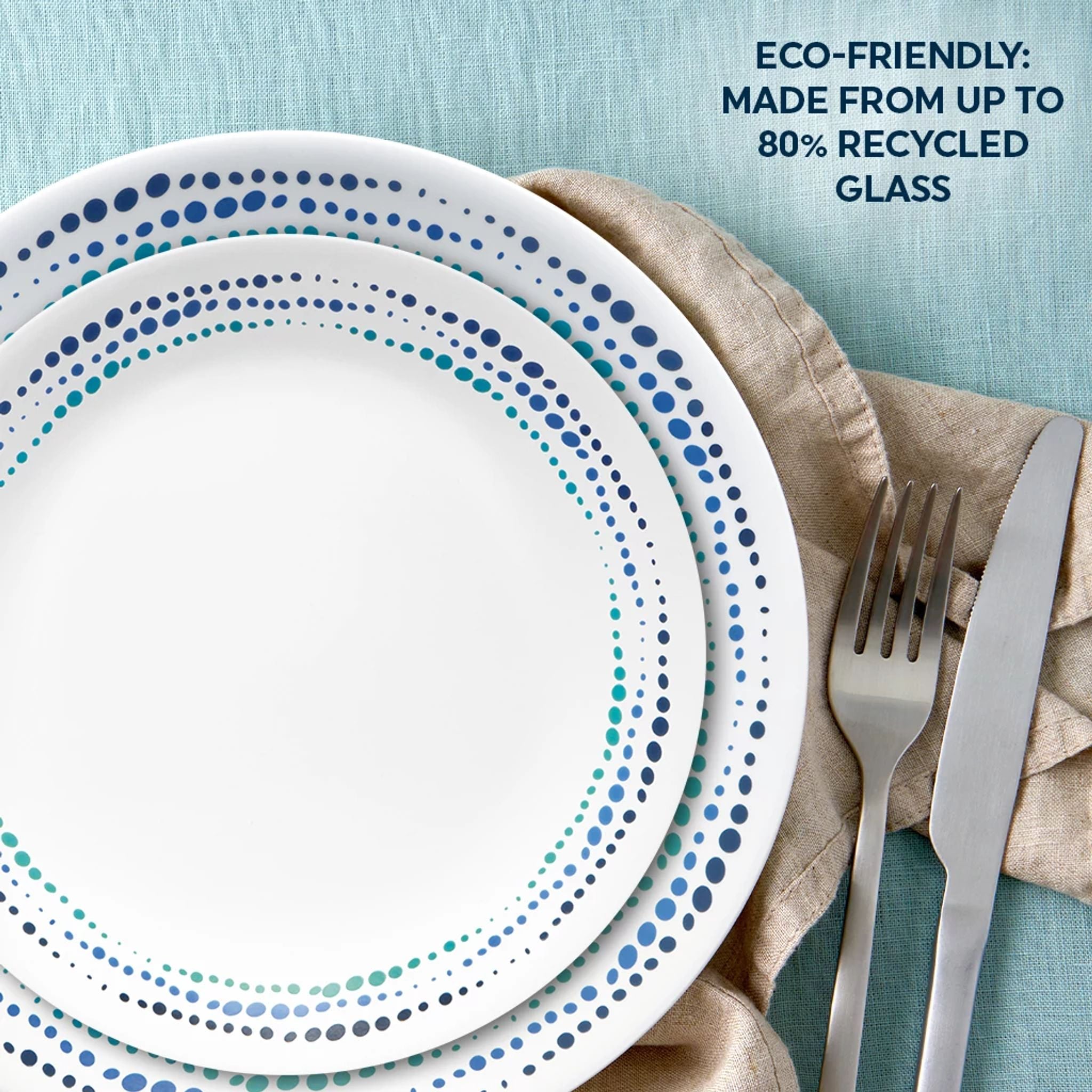 Corelle® Ocean Blues 16-piece Mugless Dinnerware Set, Service for 4