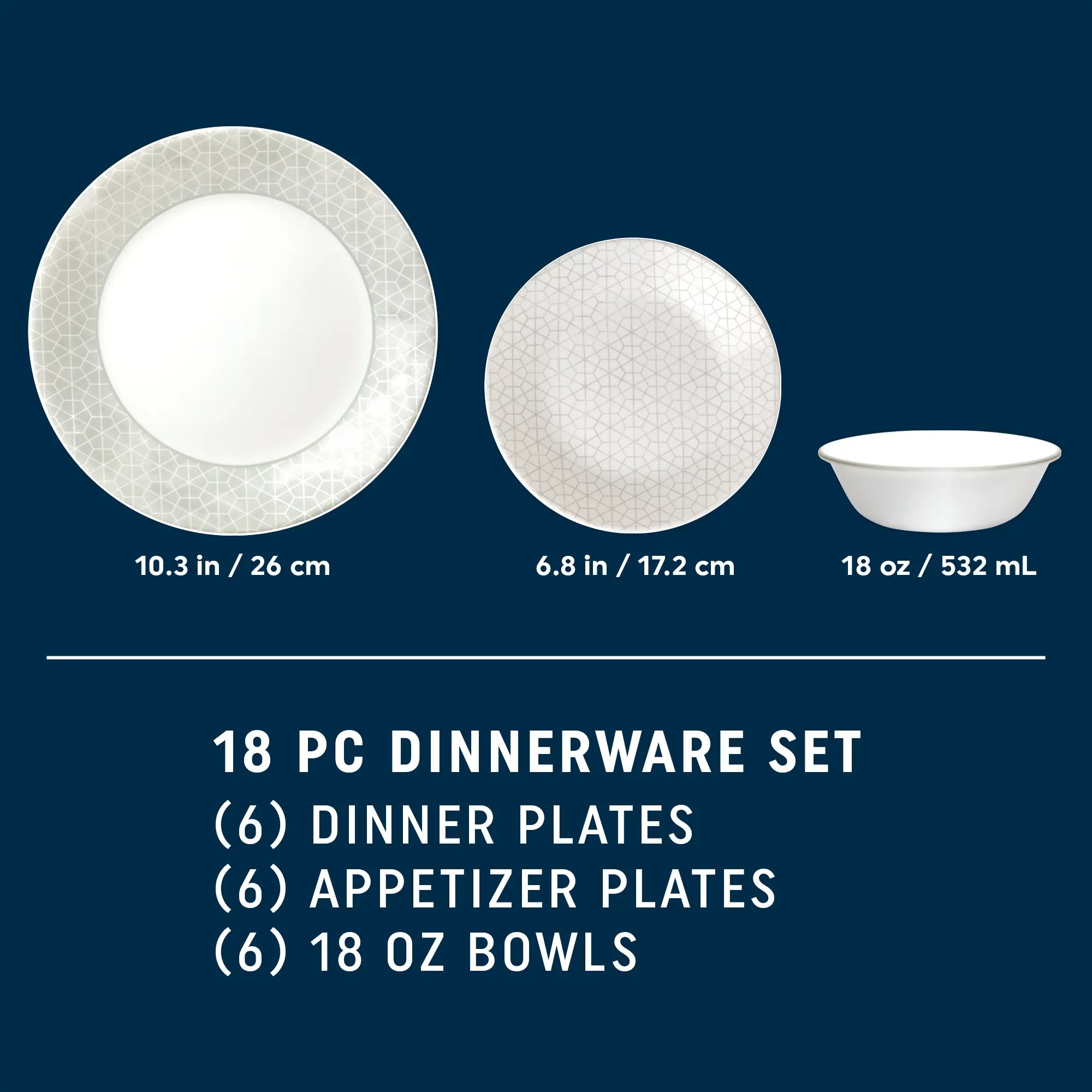 Corelle® Knox 18-piece Dinnerware Set, Service for 6