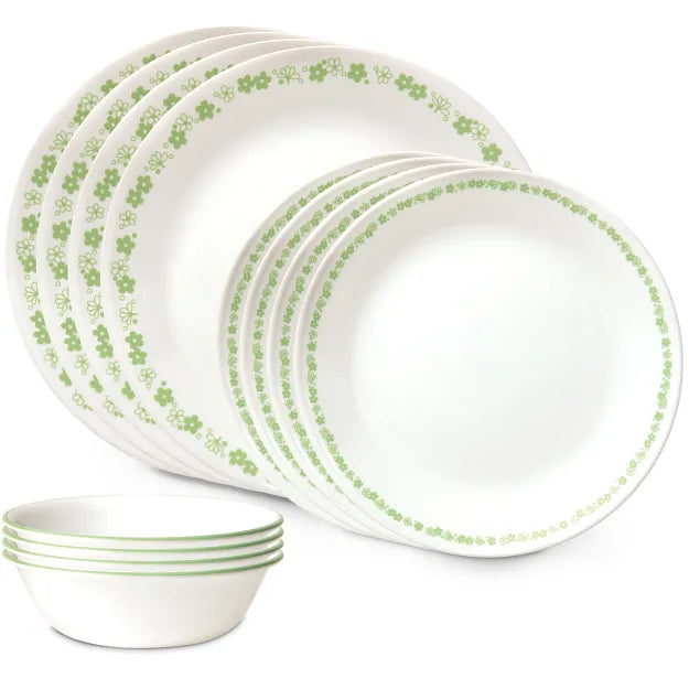 Corelle® Spring Blossom Green 12-piece Dinnerware Set, Service for 4