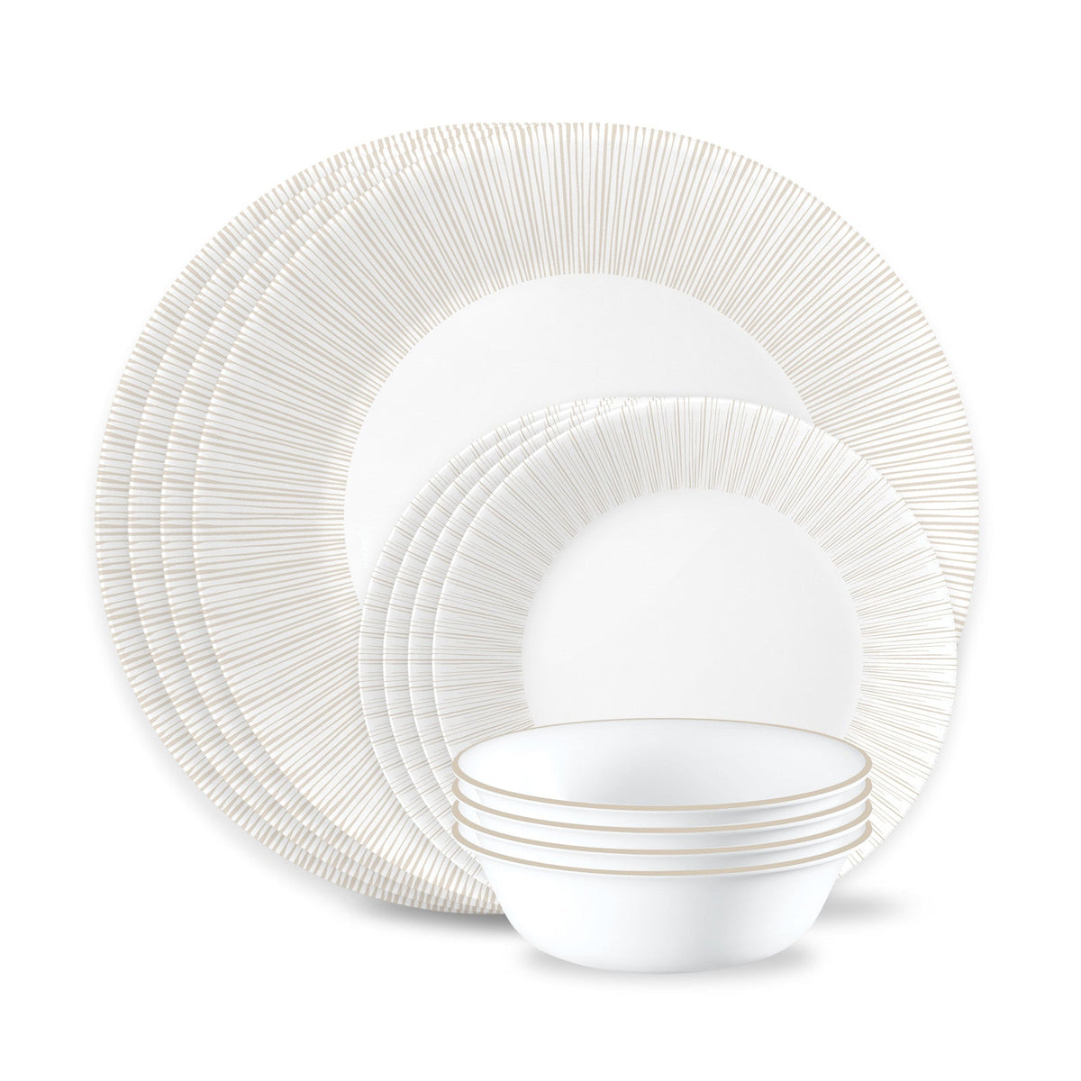 Corelle® Hushed Lines 12-piece Dinnerware Set, Service for 4