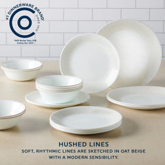Corelle® Hushed Lines 12-piece Dinnerware Set, Service for 4