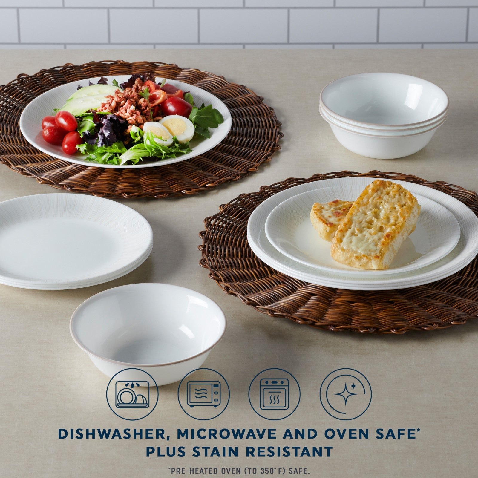 Corelle® Hushed Lines 12-piece Dinnerware Set, Service for 4