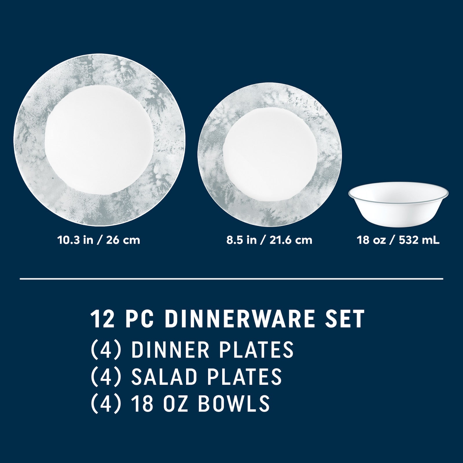 Corelle® Salt Wash 12-piece Dinnerware Set, Service for 4