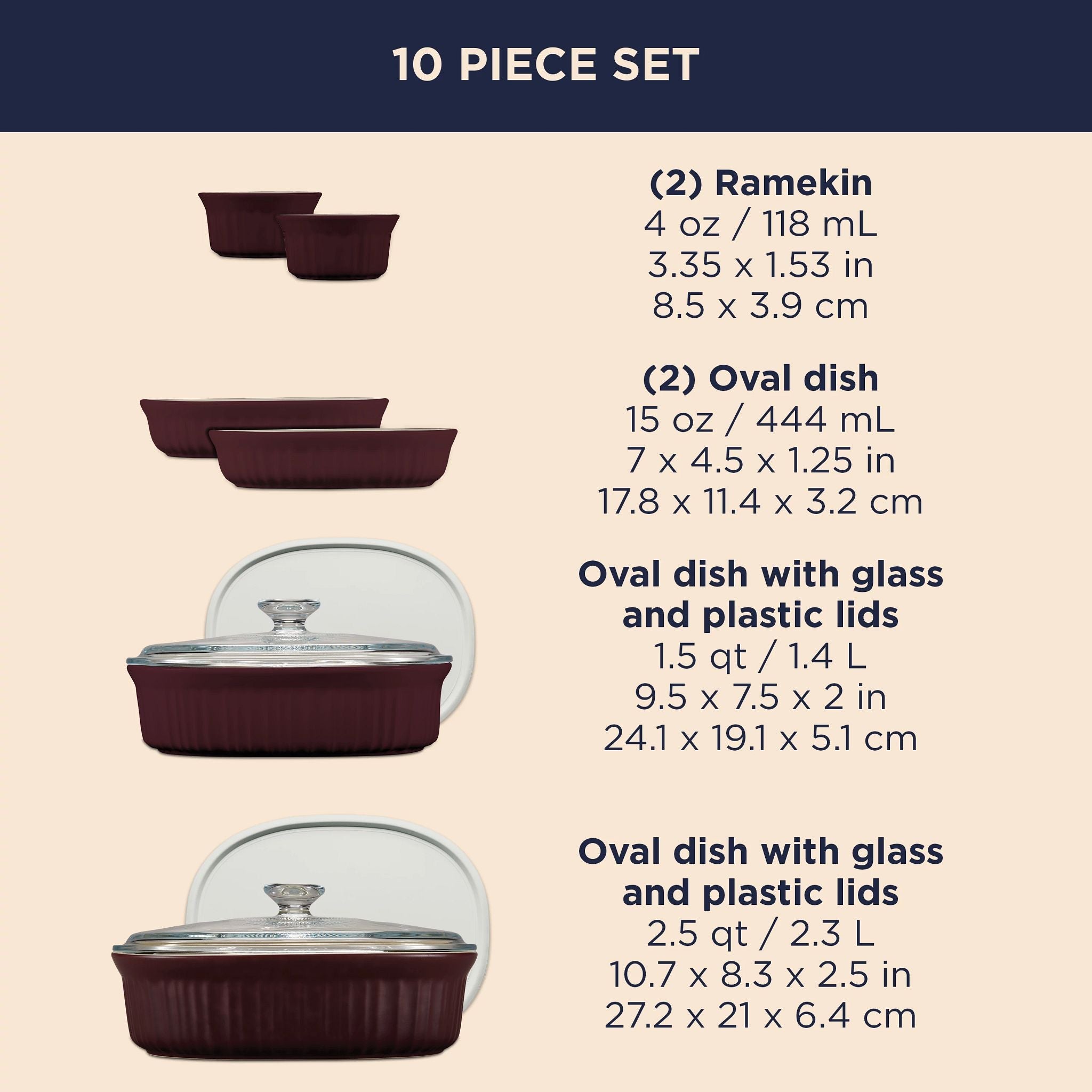 CorningWare® French Colors 10-piece Bakeware Set, Cabernet